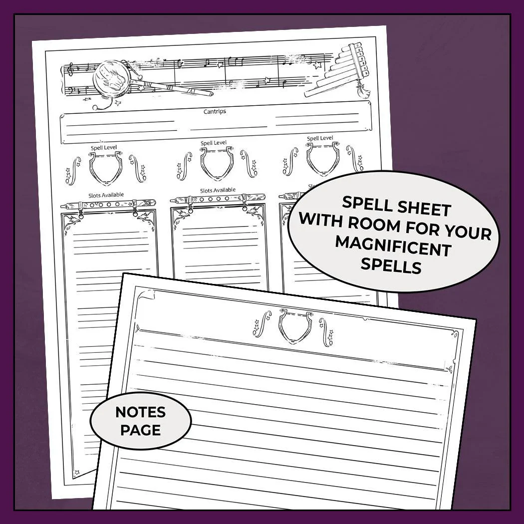 A Bards Adventure, Colorless - DnD 5e Bard Character Sheet - Image 4