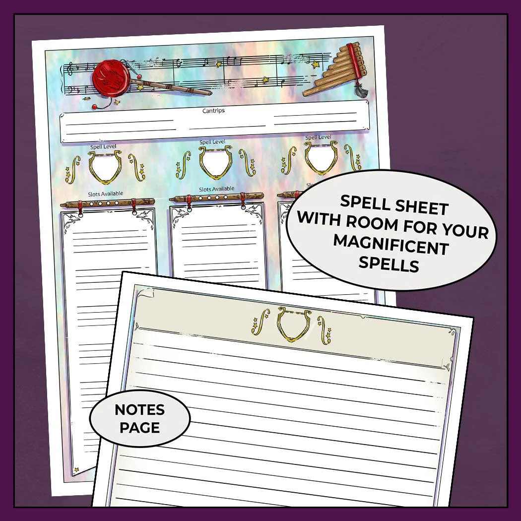 A Bards Adventure - DnD 5e Bard Character Sheet - Image 4