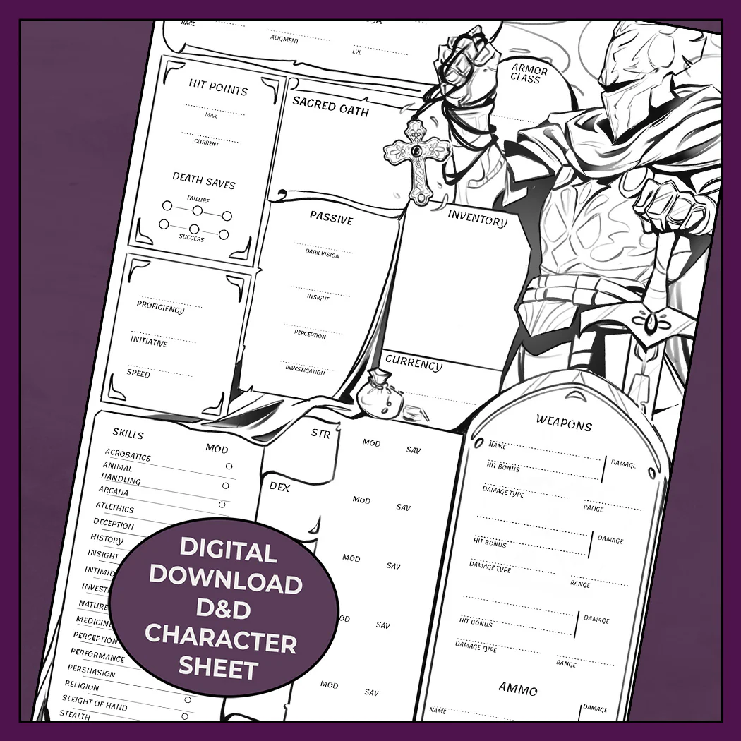 Crusader - DnD 5e Paladin Character Sheet