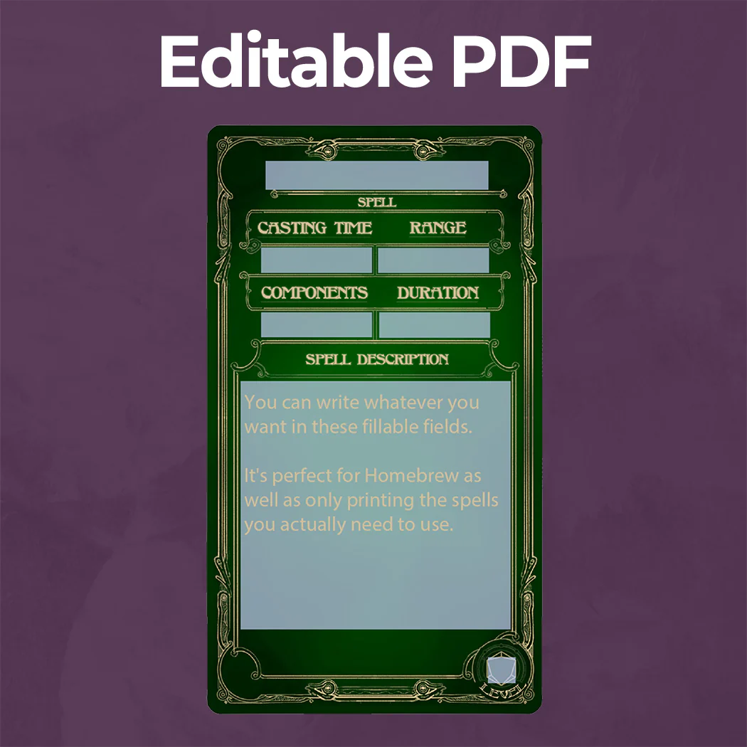 Druid Spell Cards D&D 5e - Fillable PDF - Image 4
