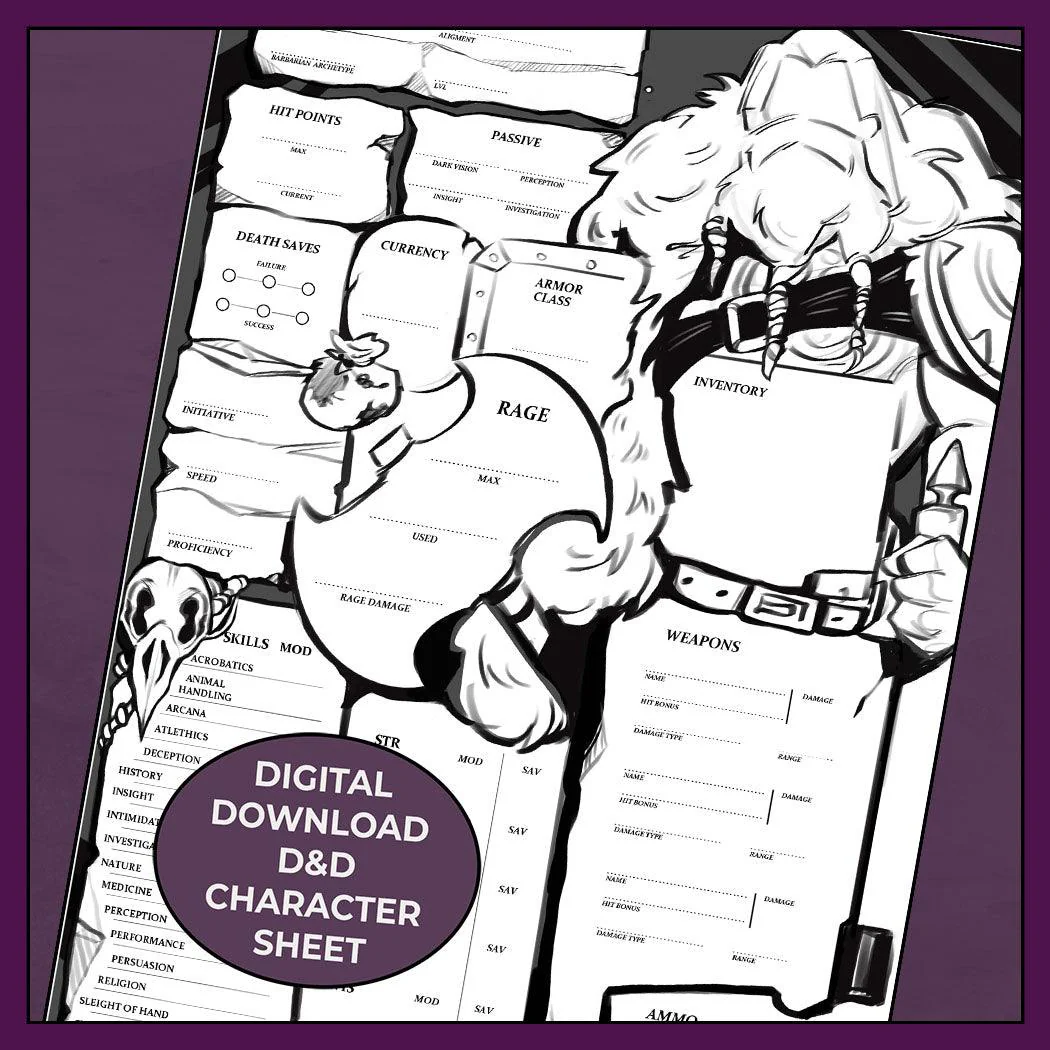 Primal Barbarian - DnD 5e Barbarian Character Sheet